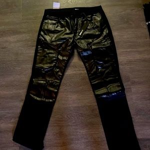 Brand fashion Nova denim and faux leather skinny jeans